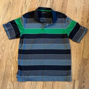 Nike Men's Golf Polo Shirt - Green, Black and Gray Stripes